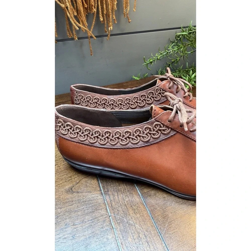 Via Spiga Womens Leather Dress Shoes Brown Pointed Toe Made in Italy-luxury 6.5